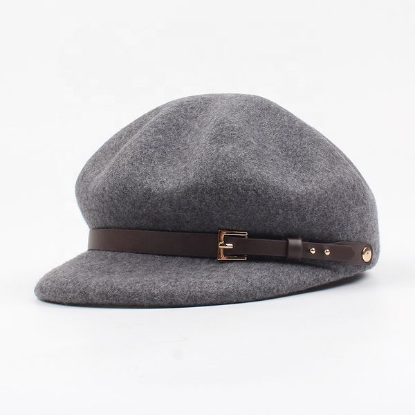 женщины девушка леди мода модное платье австралия шерстяной войлок берер шляпа газетчик кепка с кожаным ремешком отделкой