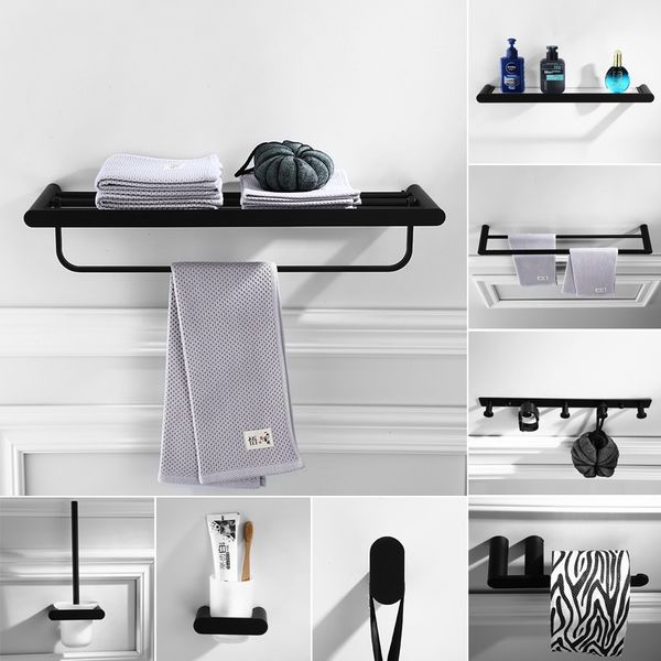 bath accessory set bathroom hardware accessories black matte glass shelf toilet brush holder robe hook stainless steel home storage rack
bath accessory set bathroom hardware accessories black matte glass shelf toilet brush holder robe hook stainless steel home storage rack