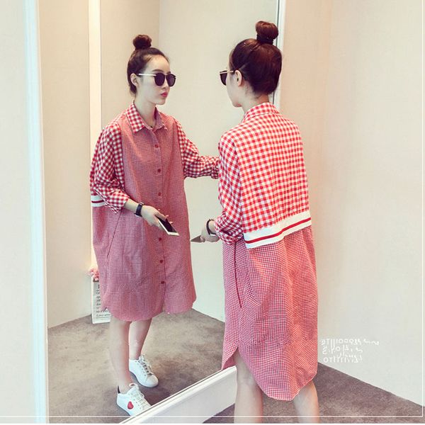 fashion women's shirt skirt knee length cotton front short back long plaid long sleeve dress shirt large size s-4xl, White
fashion women's shirt skirt knee length cotton front short back long plaid long sleeve dress shirt large size s-4xl, White