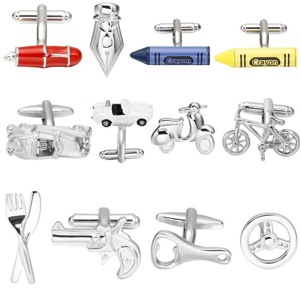 fashion instrument design cufflinks casual daily life designs pen crayon bike car gun men brand cufflinks factory price, Silver;golden
fashion instrument design cufflinks casual daily life designs pen crayon bike car gun men brand cufflinks factory price, Silver;golden