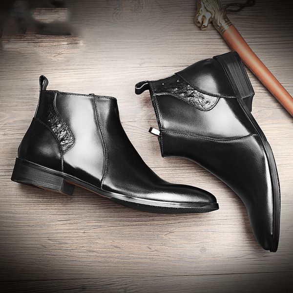 winter male zip warm ankle boots genuine leather business dress casual high men shoes men martin boots, Black
winter male zip warm ankle boots genuine leather business dress casual high men shoes men martin boots, Black