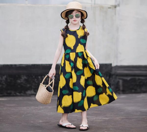 children dress teenage girls lemon print beach sleeveless dress kids clothing wholesale, Red;yellow
children dress teenage girls lemon print beach sleeveless dress kids clothing wholesale, Red;yellow