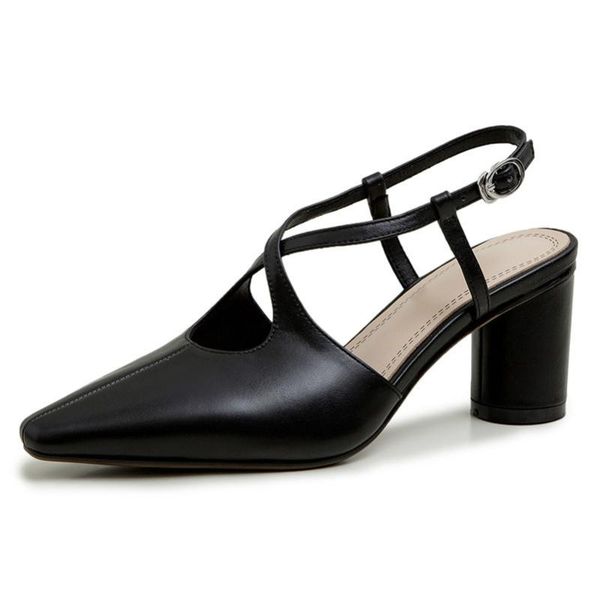 genuine cow leather high heels shoes women block heel slingback pumps pointed toe dress office shoes woman 2020 spring footwear, Black
genuine cow leather high heels shoes women block heel slingback pumps pointed toe dress office shoes woman 2020 spring footwear, Black