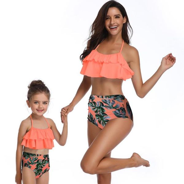 mommy and me swimsuits high waist family matching swimwear girls bikini set, White;black
mommy and me swimsuits high waist family matching swimwear girls bikini set, White;black