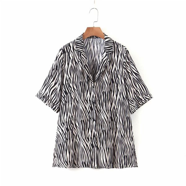 2020 summer women loose blouses shirts notched collar zebra print short sleeve female fashion street camisa blusas, White
2020 summer women loose blouses shirts notched collar zebra print short sleeve female fashion street camisa blusas, White