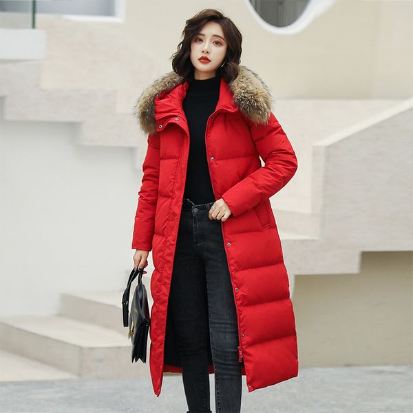 natural raccoon fur collar winter 90% white duck down jacket women long down coat female parka plus size snow outwear waterproof, Black
natural raccoon fur collar winter 90% white duck down jacket women long down coat female parka plus size snow outwear waterproof, Black