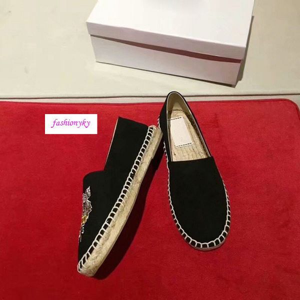 new fashionable embroidered straw woven shoes fisherman lazy lovers shoes, Black
new fashionable embroidered straw woven shoes fisherman lazy lovers shoes, Black