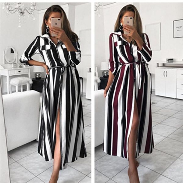 осень женщин дизайнер платья мода длинным рукавом красочные полосатые печатных платья с поясами женщины платья, White;black 
осень женщин дизайнер платья мода длинным рукавом красочные полосатые печатных платья с поясами женщины платья, White;black