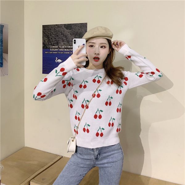 kawaii sweater korean clothes cute cherry sweater knitted oversized sweaters pull femme autumn winter jumper 2019 long sleeve, White;black
kawaii sweater korean clothes cute cherry sweater knitted oversized sweaters pull femme autumn winter jumper 2019 long sleeve, White;black