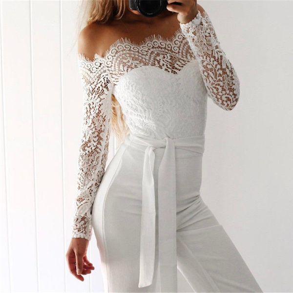 women's jumpsuits & rompers women elegant slash neck off shoulder long sleeve lace patchwork jumpsuit hollow out high waist lace-up wid, Black;white
women's jumpsuits & rompers women elegant slash neck off shoulder long sleeve lace patchwork jumpsuit hollow out high waist lace-up wid, Black;white