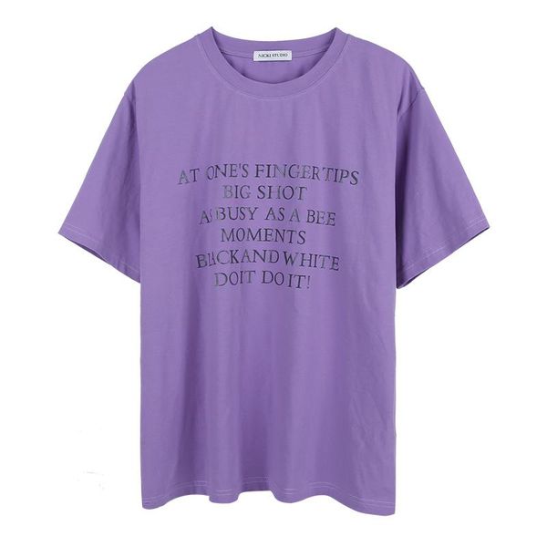 missky women t shirt purple white color summer loose candy color letter printing short sleeve round collor t-shirt female
missky women t shirt purple white color summer loose candy color letter printing short sleeve round collor t-shirt female