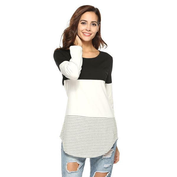 aiyigu women striped ladies fashion patchwork contract color shirts leisure o-neck long sleeve simple blouses basic clothes, White
aiyigu women striped ladies fashion patchwork contract color shirts leisure o-neck long sleeve simple blouses basic clothes, White