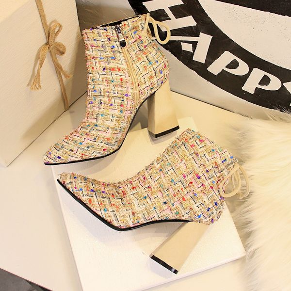 ladies flat chunky high heel short boots womens shoes ankle boot martin boots pointed toes weaved mixed color fast shipping, Black
ladies flat chunky high heel short boots womens shoes ankle boot martin boots pointed toes weaved mixed color fast shipping, Black