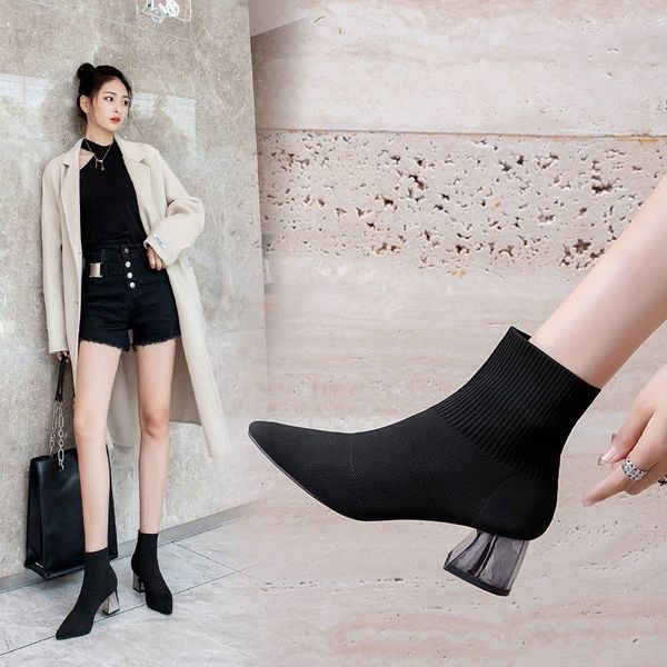lzj fashion ankle elastic sock boots chunky high heels stretch women autumn booties pointed toe women pump plus size 35-39, Black
lzj fashion ankle elastic sock boots chunky high heels stretch women autumn booties pointed toe women pump plus size 35-39, Black