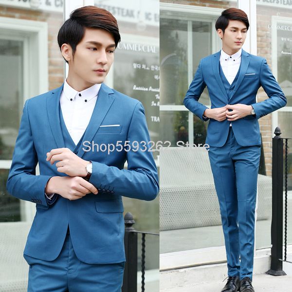 men business leisure suit suit male slim fit groom work three-piece set, White;black
men business leisure suit suit male slim fit groom work three-piece set, White;black
