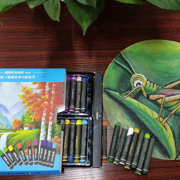 Oil Pastels Children Environmentally Friendly Graffiti Wax 12/24 Colors Painting Color Crayon Creative Graffiti Kawaii Brush Pen