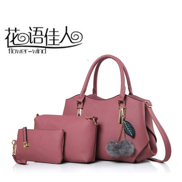women's bag 2020 new fashion furry ball portable women's bag flow shoulder three-piece