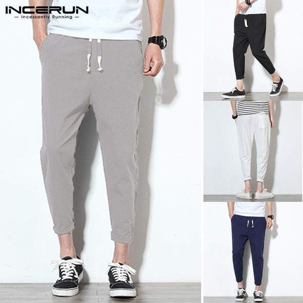 incerun men pure color elastic waist drawstring straight pants fashion comfort cotton summer mens casual pencil trousers joggers, Black
incerun men pure color elastic waist drawstring straight pants fashion comfort cotton summer mens casual pencil trousers joggers, Black
