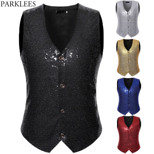 mens hippie sequin glitter suit vest casual slim fit v neck male shiny black vests hipster rock punk club costume gilet homme xl, Black;white
mens hippie sequin glitter suit vest casual slim fit v neck male shiny black vests hipster rock punk club costume gilet homme xl, Black;white