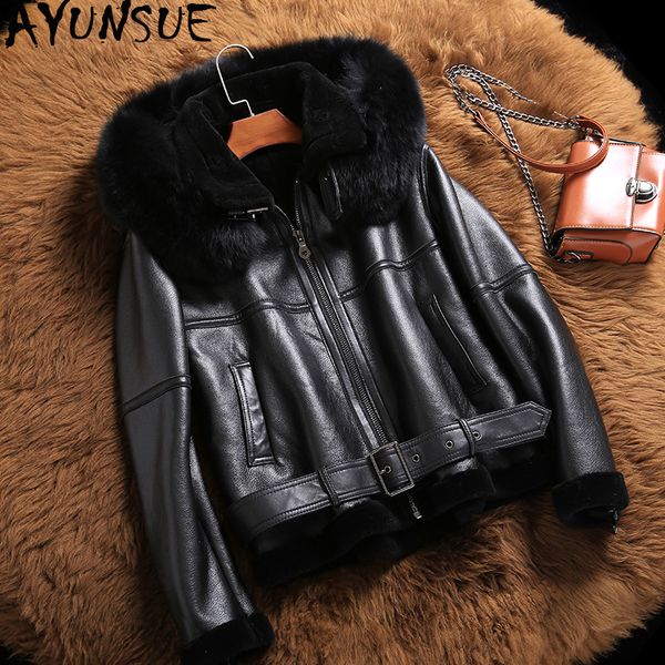ayunsue genuine leather jacket sheep shearling fur coats 2019 winter jacket women fur collar 100% real sheepskin coat my3701, Black
ayunsue genuine leather jacket sheep shearling fur coats 2019 winter jacket women fur collar 100% real sheepskin coat my3701, Black