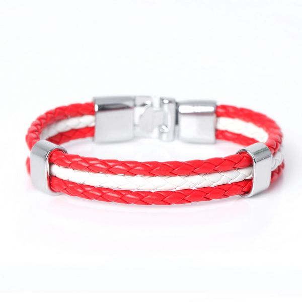 new fashion national spain flag id leather bracelet trendy braided surfer bandage charm sporty bracelets for men women, Black
new fashion national spain flag id leather bracelet trendy braided surfer bandage charm sporty bracelets for men women, Black