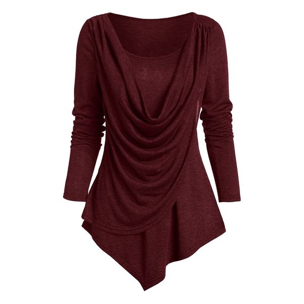 women's tshirt long sleeve o-neck loose pleated asymmetric female tee shirt women autumn winter pullover female tee shirt, White
women's tshirt long sleeve o-neck loose pleated asymmetric female tee shirt women autumn winter pullover female tee shirt, White
