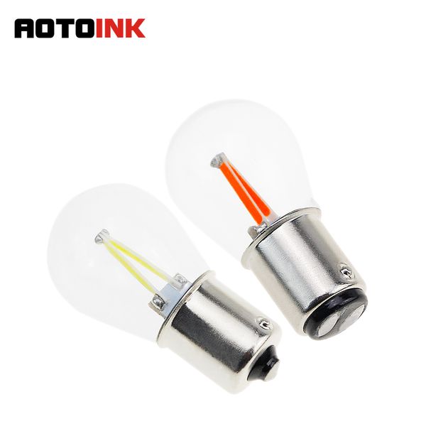 

aotoink 10pcs car p21w 1156 ba15s led filament bulb 7506 1157 bay15d p21/5w brake lights reverse lamp s25 turn signal light ca