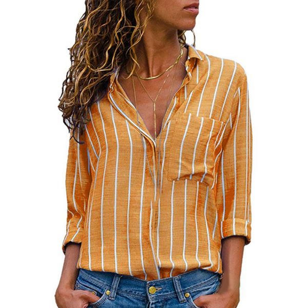 new fashion women's casual loose lapel striped shirt long sleeve polyester slim fit, White
new fashion women's casual loose lapel striped shirt long sleeve polyester slim fit, White
