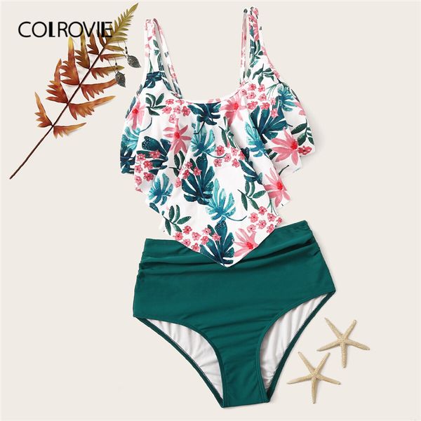 colrovie leaf print hanky ruched with high waist boho one piece swimwear women bikinis 2019 summer beach bathing swimsuit, White;black
colrovie leaf print hanky ruched with high waist boho one piece swimwear women bikinis 2019 summer beach bathing swimsuit, White;black