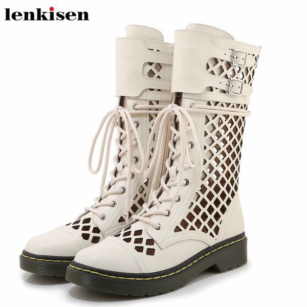 lenkisen fashion model breathable cow leather boots fashion buckle straps lace up round toe med heels punk mid-calf boots l02, Black
lenkisen fashion model breathable cow leather boots fashion buckle straps lace up round toe med heels punk mid-calf boots l02, Black