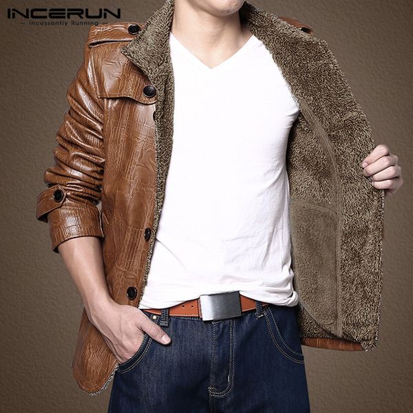 incerun 2019 winter men jackets pu leather long sleeve casual business coats lapel fashion men trench overcoats streetwear s-3xl, Black
incerun 2019 winter men jackets pu leather long sleeve casual business coats lapel fashion men trench overcoats streetwear s-3xl, Black