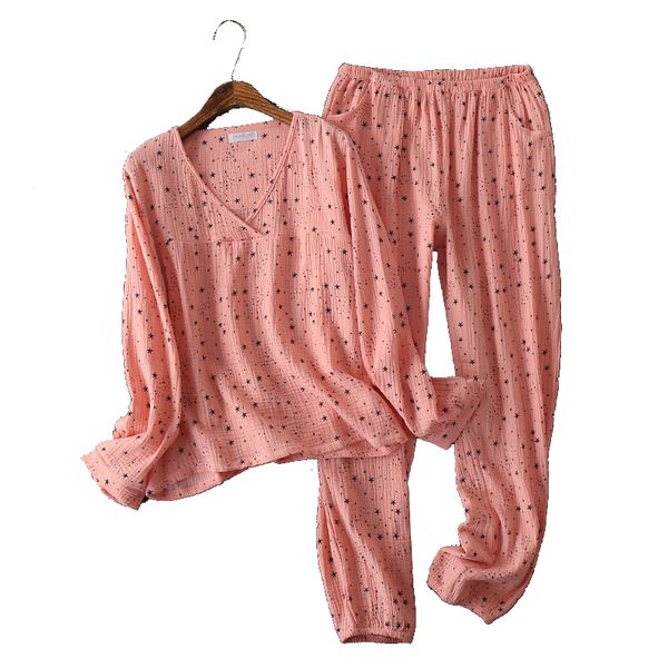 women's sleepwear cotton crepe gauze long-sleeved pijama v-neck pyjamas women full length pajamas loungewear pink home clothes, Black;red
women's sleepwear cotton crepe gauze long-sleeved pijama v-neck pyjamas women full length pajamas loungewear pink home clothes, Black;red