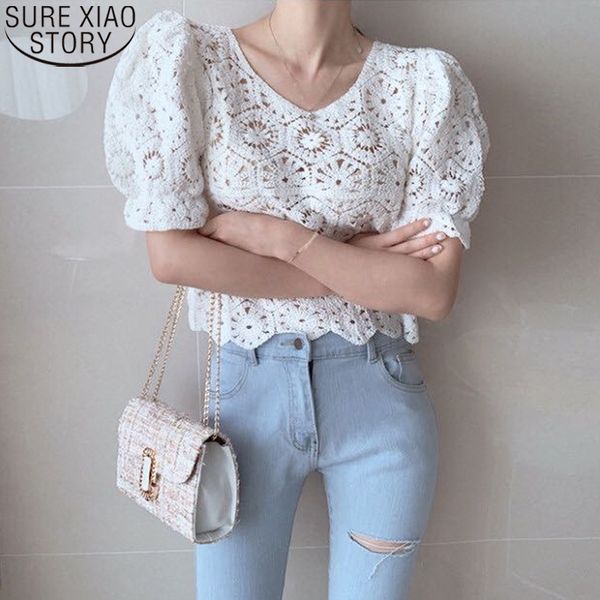women's blouses & shirts women blusas 2021 summer hollow out blouse white pullover lace womens clothing floral puff sleeve 9684 
women's blouses & shirts women blusas 2021 summer hollow out blouse white pullover lace womens clothing floral puff sleeve 9684