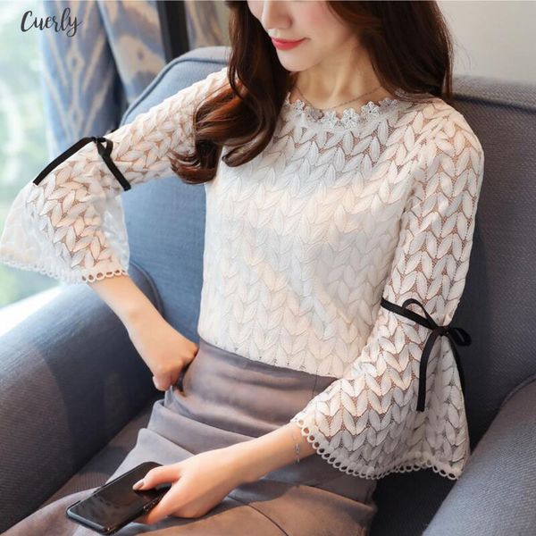 2020 spring fashion solid lace shirts women blouses long sleeve o neck hollow out bow flare sleeve shirt women lace blouse, White
2020 spring fashion solid lace shirts women blouses long sleeve o neck hollow out bow flare sleeve shirt women lace blouse, White