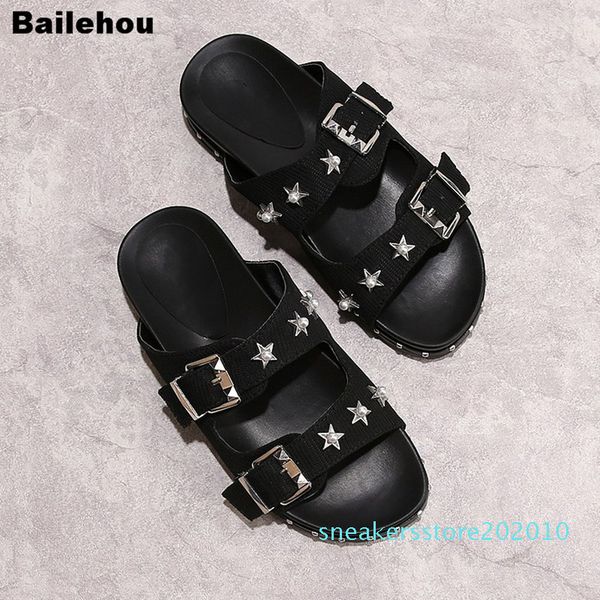 2019 new women summer slippers rivet slingback slippers platform spiked sandals stud concise flat shoes beach flip flops slipper s10, Black
2019 new women summer slippers rivet slingback slippers platform spiked sandals stud concise flat shoes beach flip flops slipper s10, Black