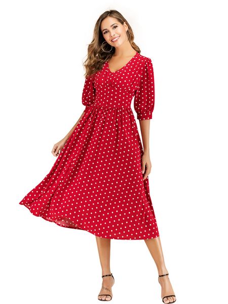 2020new dress women's fahion dress v-neck 1/2 sleeve slim red ladies' a-line dress red s l xl 2xl 2020spring summer new style, Black;gray
2020new dress women's fahion dress v-neck 1/2 sleeve slim red ladies' a-line dress red s l xl 2xl 2020spring summer new style, Black;gray