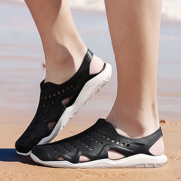2019 spring summer new style men wading porous shoes jelly sandals closed-toe soft-sole breathable sandals, Black
2019 spring summer new style men wading porous shoes jelly sandals closed-toe soft-sole breathable sandals, Black