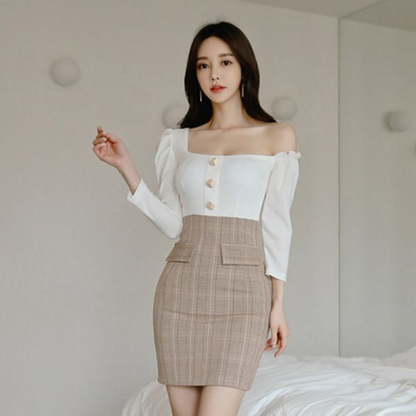 casual dresses 2021 summer one shoulder plaid splicing high waist bodycon dress women slim party sheath dresse vestidos, Black;gray
casual dresses 2021 summer one shoulder plaid splicing high waist bodycon dress women slim party sheath dresse vestidos, Black;gray