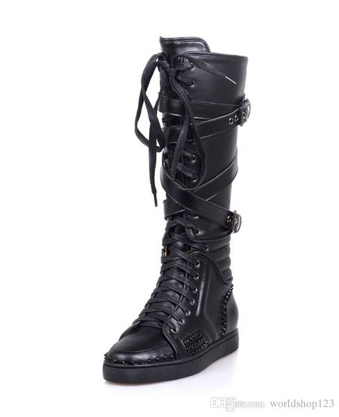 men casual boots luxury men's shoes red bottom sneakers rivets leather men boot high shoes winter long tube rider martin boots 39-46, Black
men casual boots luxury men's shoes red bottom sneakers rivets leather men boot high shoes winter long tube rider martin boots 39-46, Black