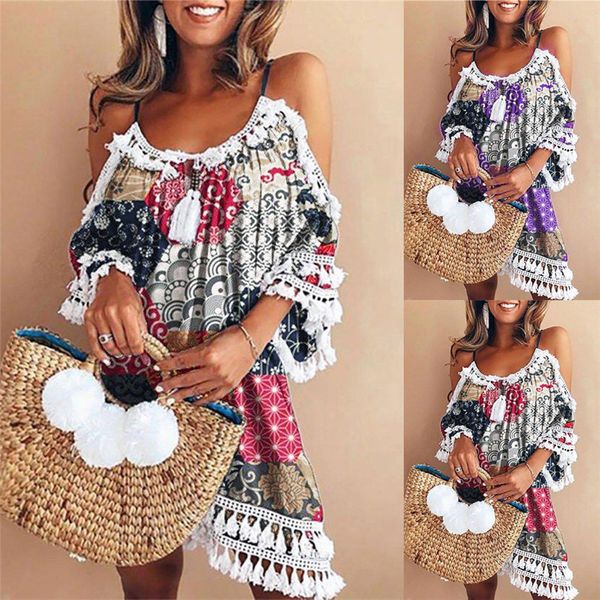 summer bohemia strapless shoulder dress women summer loose tassel cocktail party beach dresses, Black;gray
summer bohemia strapless shoulder dress women summer loose tassel cocktail party beach dresses, Black;gray