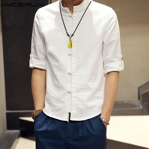 incerun autumn men shirt stand collar solid color long sleeve vintage button casual shirt brand 2019 camisa masculina streetwear, White;black
incerun autumn men shirt stand collar solid color long sleeve vintage button casual shirt brand 2019 camisa masculina streetwear, White;black