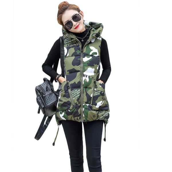 women's vests 2021 autumn winter women middle-long camouflage thickening hooded solid cotton vest female slim thin pocket warm coat cm1, Black;white
women's vests 2021 autumn winter women middle-long camouflage thickening hooded solid cotton vest female slim thin pocket warm coat cm1, Black;white