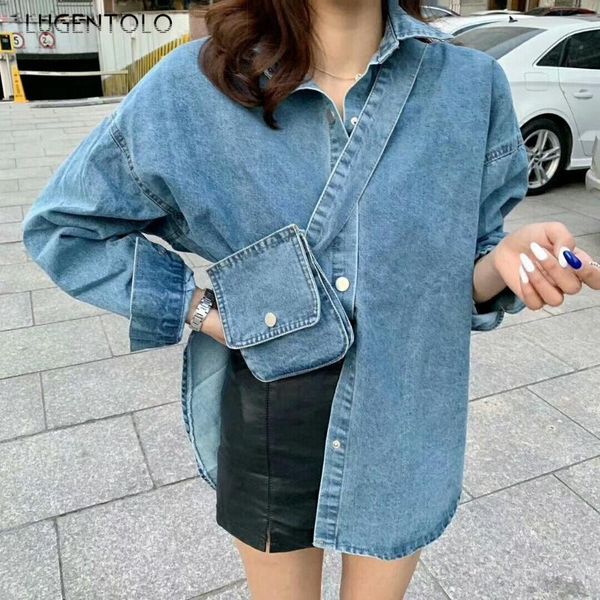 lugentolo jeans shirt women lace up solid wear both sides personality fashion korean long sleeve turn-down collar women, White
lugentolo jeans shirt women lace up solid wear both sides personality fashion korean long sleeve turn-down collar women, White
