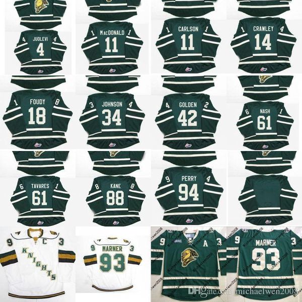 11 John Carlson 18 Liam Foudy 61 John Tavares 63 Cliff Pu 88 Patrick Kane OHL London Knights Customized Hockey Jersey
