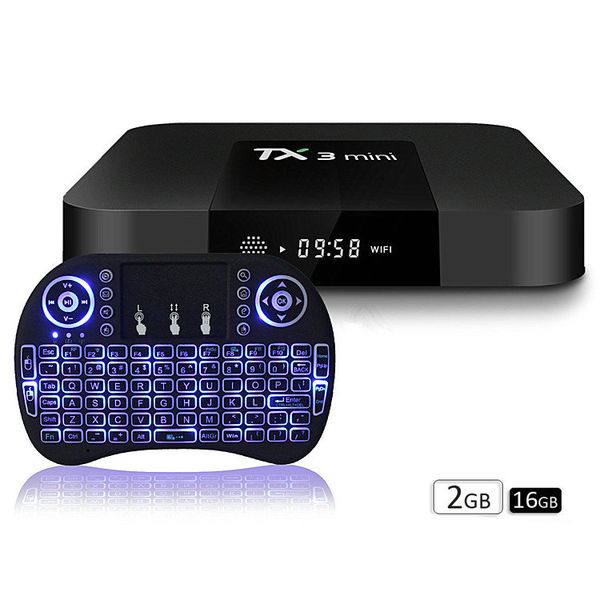 TX3 Mini Android 7.1 Amlogic S905W Quad Core 2 ГБ 16 ГБ TV BOX с i8 7 цветов Blacklit Fly Air Mouse можно использовать
TX3 Mini Android 7.1 Amlogic S905W Quad Core 2 ГБ 16 ГБ TV BOX с i8 7 цветов Blacklit Fly Air Mouse можно использовать