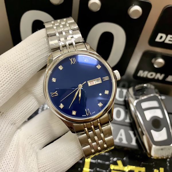 мужские наручные часы 1: 1 8215 с автоматическим механическим механизмом синяя надпись, стальной корпус 316l, Slivery;brown