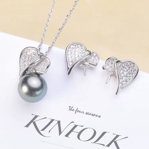 heart style 925 sterling silver pearl party pendant earrings set mounts findings jewelry set parts fittings women's accessories, Blue;slivery
heart style 925 sterling silver pearl party pendant earrings set mounts findings jewelry set parts fittings women's accessories, Blue;slivery