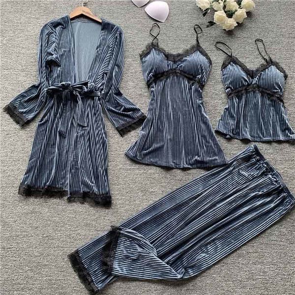 gold velvet pajamas women 4 pieces winter suit home clothes woman lace robe pajamas sets sleepwear sleeveless nightwear, Black;red
gold velvet pajamas women 4 pieces winter suit home clothes woman lace robe pajamas sets sleepwear sleeveless nightwear, Black;red