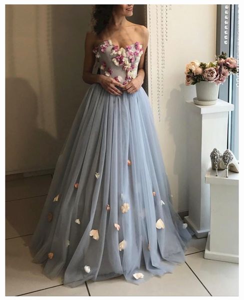 romantic colorful 3d floral flowers prom dresses gray strapless fancy tulle a line floor length evening party gowns customize, Black
romantic colorful 3d floral flowers prom dresses gray strapless fancy tulle a line floor length evening party gowns customize, Black