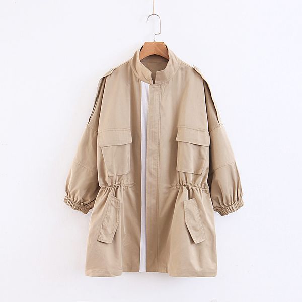 2019 autumn women fashion turn down collar loose casual bomber jacket famale solid pockets zipper large size outwear wind coat, Tan;black
2019 autumn women fashion turn down collar loose casual bomber jacket famale solid pockets zipper large size outwear wind coat, Tan;black
